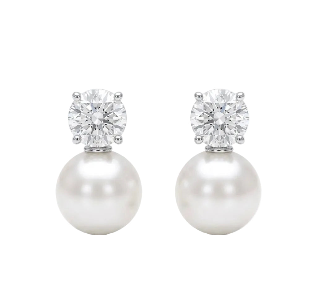 Orecchini con diamanti e perle