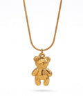 Collana con ciondolo orsetto dorato appeso a catena lunga