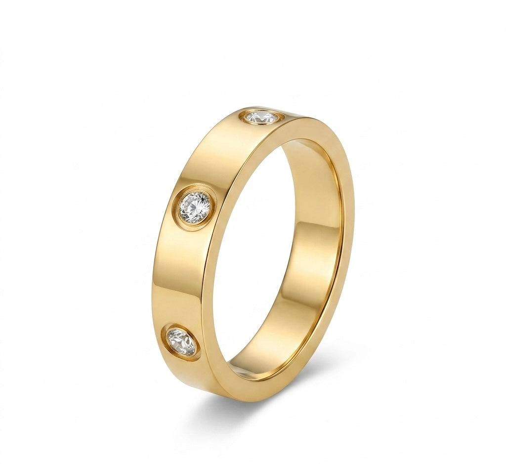 Anello Love con Viti e Diamanti
(Placcato Oro 18K)