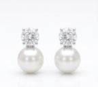 Pendientes de diamante y perla