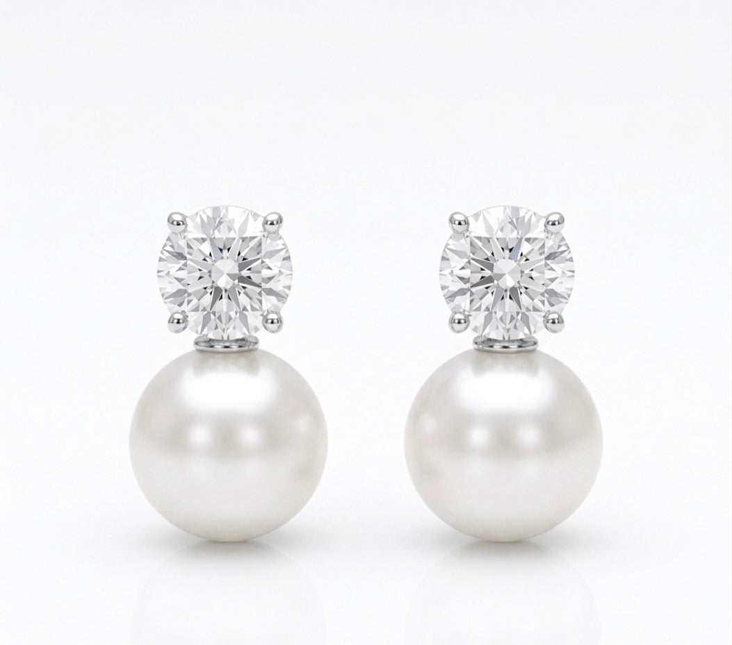 Orecchini con diamanti e perle